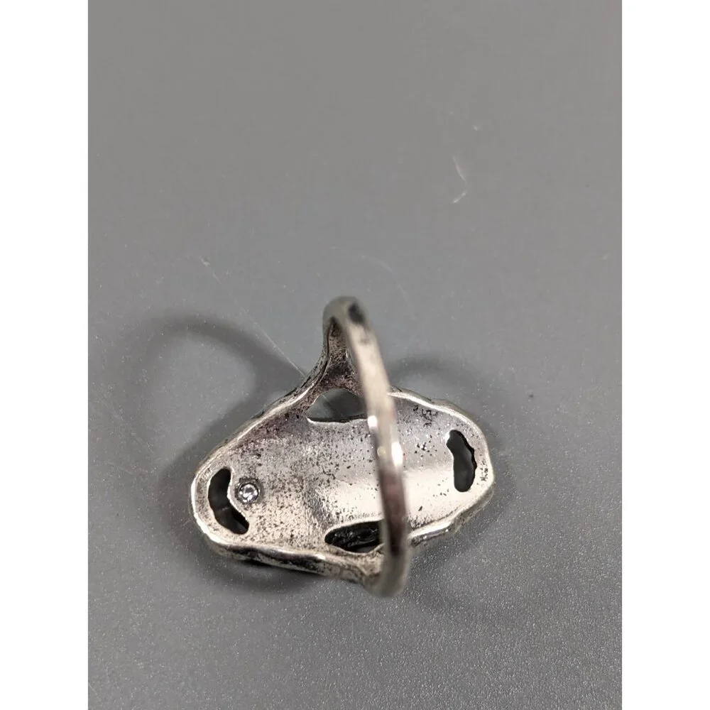 Boho Western‎ Gray Faux Stone silver Tone Oval Ring Size 7.75
